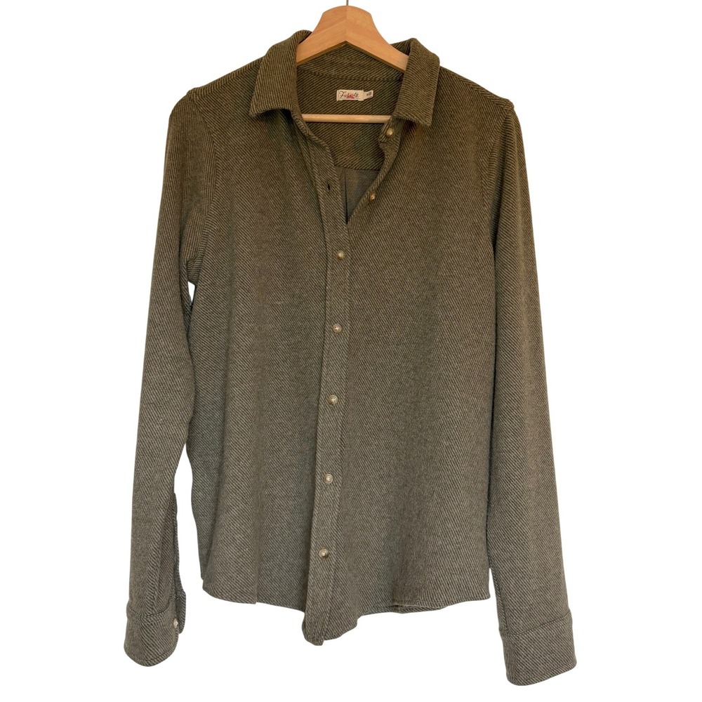 Faherty Womens Legend Sweater Shirt in Olive Twill Flannel Shacket M - Read